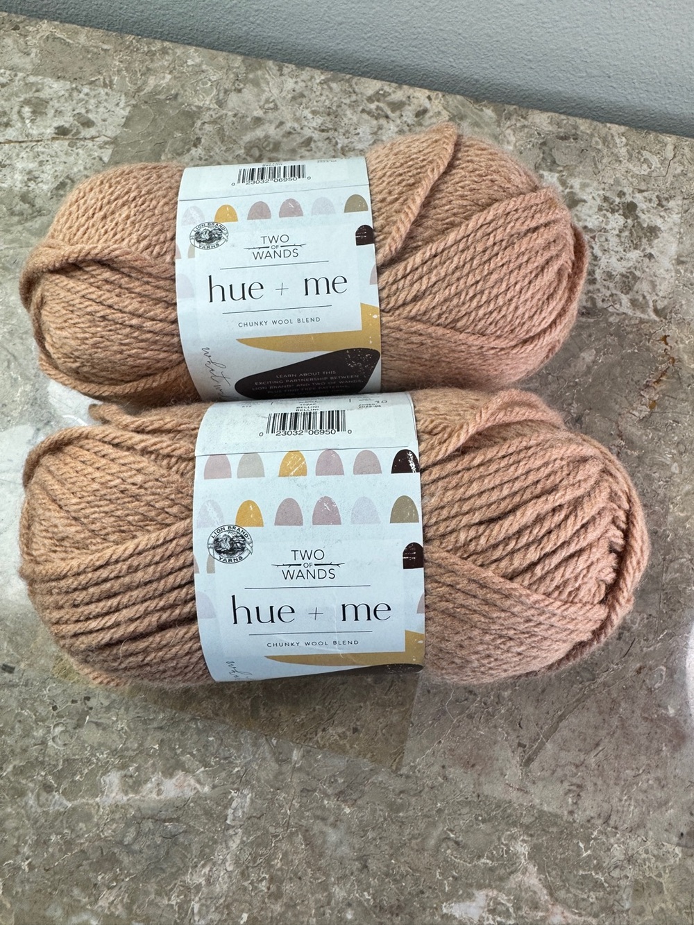 2 skeins Lion brand Two of wands hue and me chunky wool blend Bellini yarn